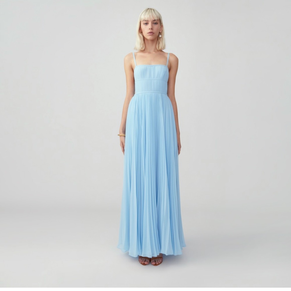 Fame and Partners Dress- Blue with Pleat